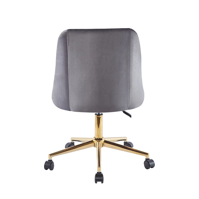 Chaise de bureau pivotante Porthos Home Ryo, velours, pieds chromés dorés