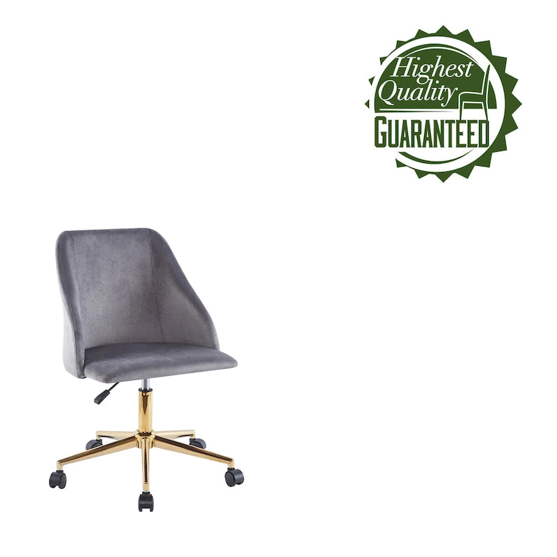 Chaise de bureau pivotante Porthos Home Ryo, velours, pieds chromés dorés