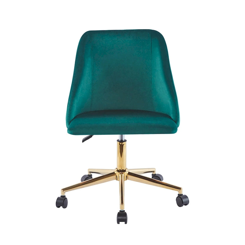 Chaise de bureau pivotante Porthos Home Ryo, velours, pieds chromés dorés
