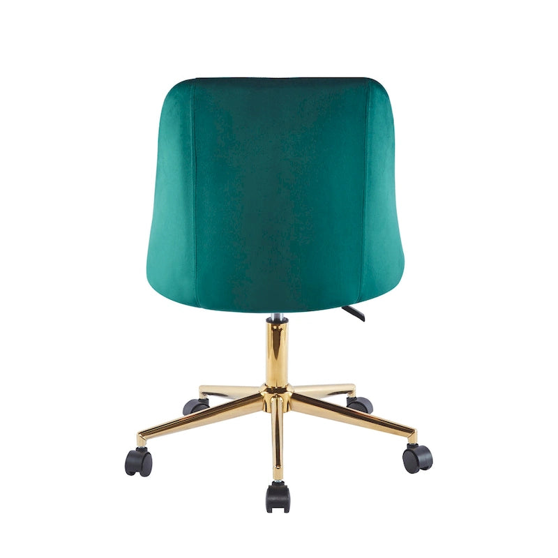 Chaise de bureau pivotante Porthos Home Ryo, velours, pieds chromés dorés