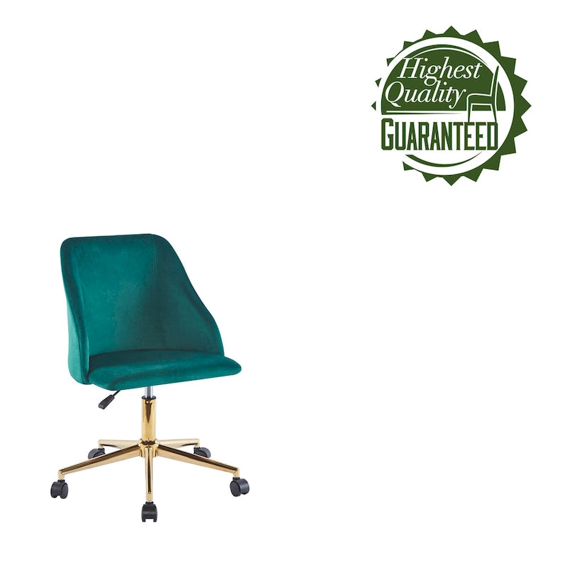 Chaise de bureau pivotante Porthos Home Ryo, velours, pieds chromés dorés