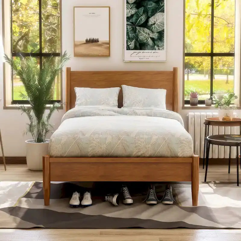 Ensemble de chambre à coucher 2 pièces en bois de chêne moderne du milieu du siècle Fopp par Furniture of America