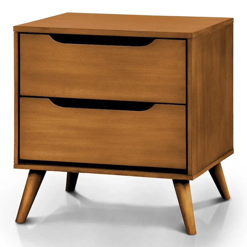 Ensemble de chambre à coucher 2 pièces en bois de chêne moderne du milieu du siècle Fopp par Furniture of America