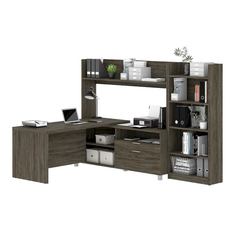 Bureau d'angle Pro-Linea avec bibliothèque