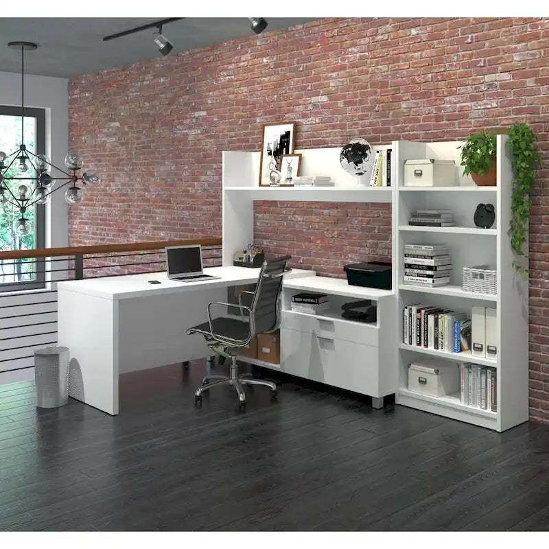 Bureau d'angle Pro-Linea avec bibliothèque