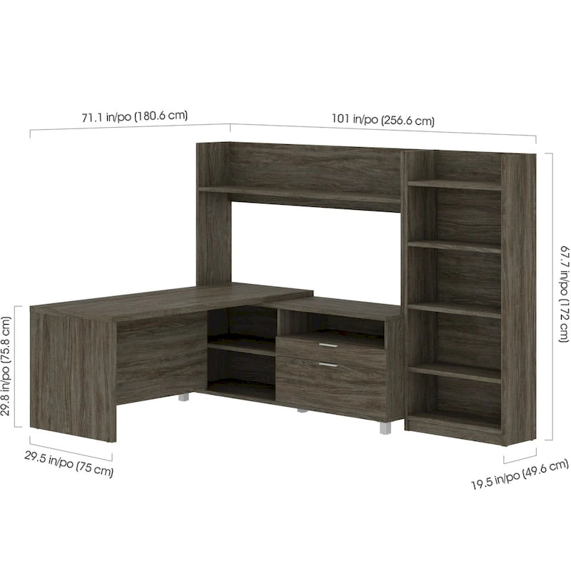 Bureau d'angle Pro-Linea avec bibliothèque