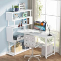 Bureau en L réversible avec étagères de rangement pour bureau à domicile