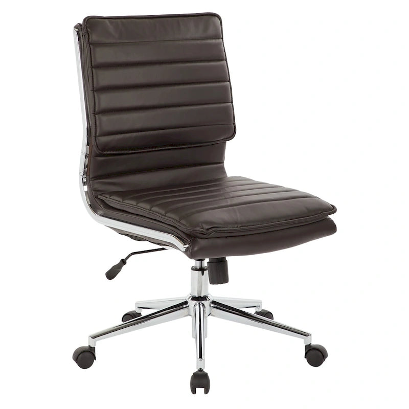 Fauteuil de bureau sans accoudoirs en similicuir avec base chromée pour managers