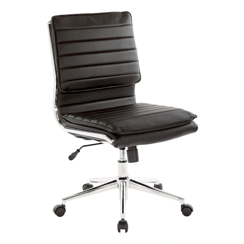 Fauteuil de bureau sans accoudoirs en similicuir avec base chromée pour managers