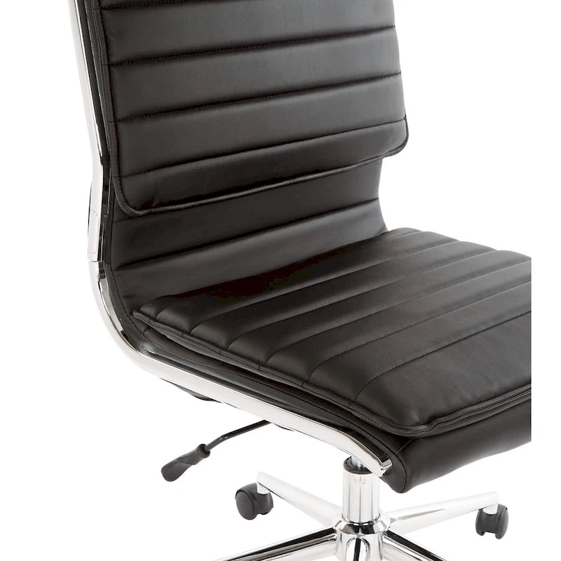 Fauteuil de bureau sans accoudoirs en similicuir avec base chromée pour managers