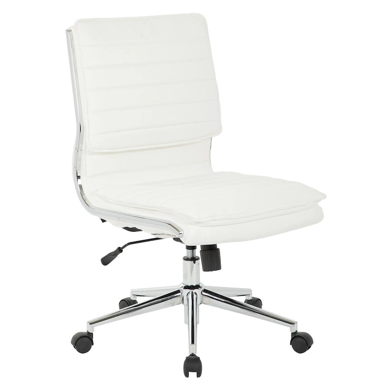 Fauteuil de bureau sans accoudoirs en similicuir avec base chromée pour managers