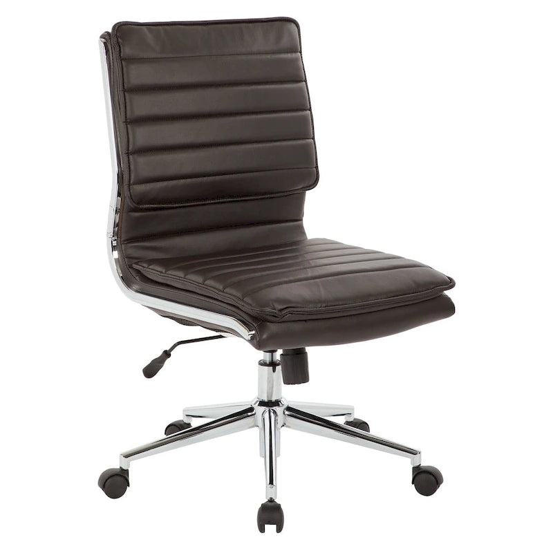 Fauteuil de bureau sans accoudoirs en similicuir avec base chromée pour managers