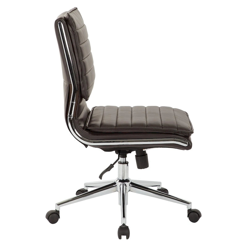 Fauteuil de bureau sans accoudoirs en similicuir avec base chromée pour managers