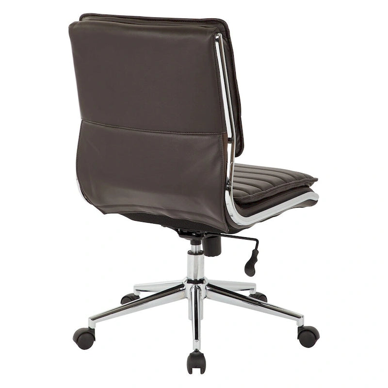Fauteuil de bureau sans accoudoirs en similicuir avec base chromée pour managers