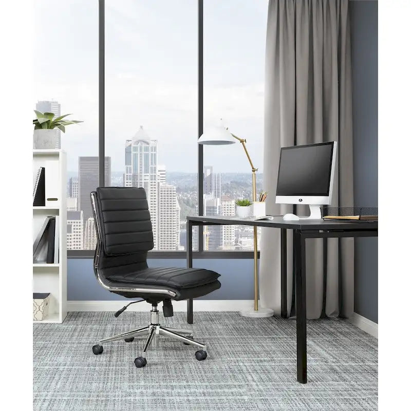Fauteuil de bureau sans accoudoirs en similicuir avec base chromée pour managers