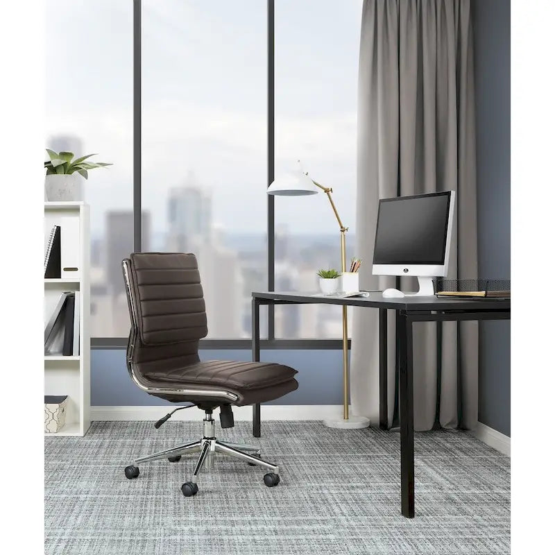 Fauteuil de bureau sans accoudoirs en similicuir avec base chromée pour managers