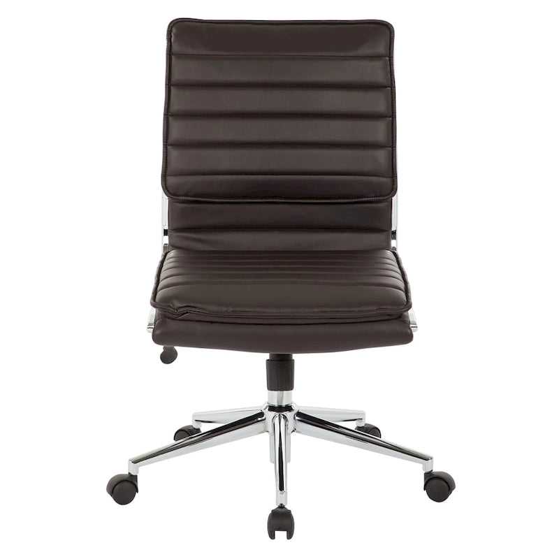 Fauteuil de bureau sans accoudoirs en similicuir avec base chromée pour managers