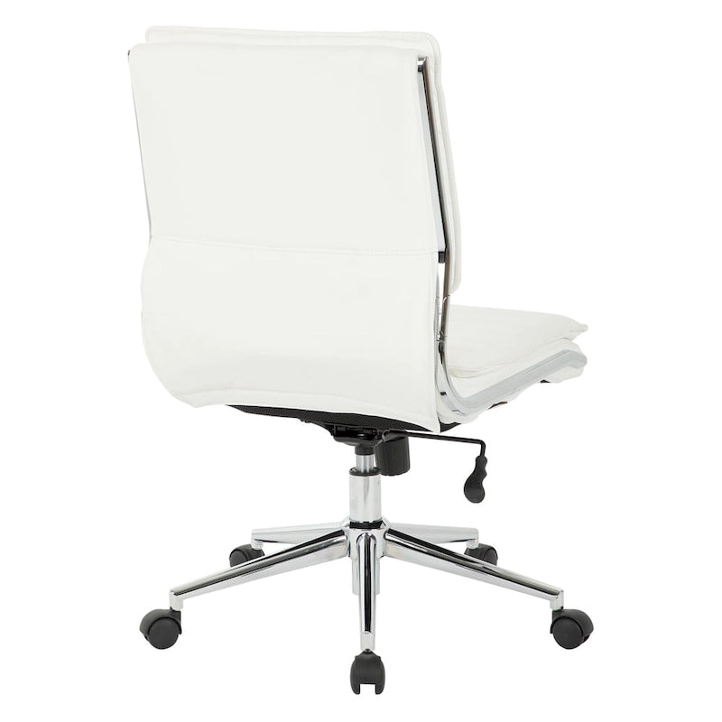 Fauteuil de bureau sans accoudoirs en similicuir avec base chromée pour managers