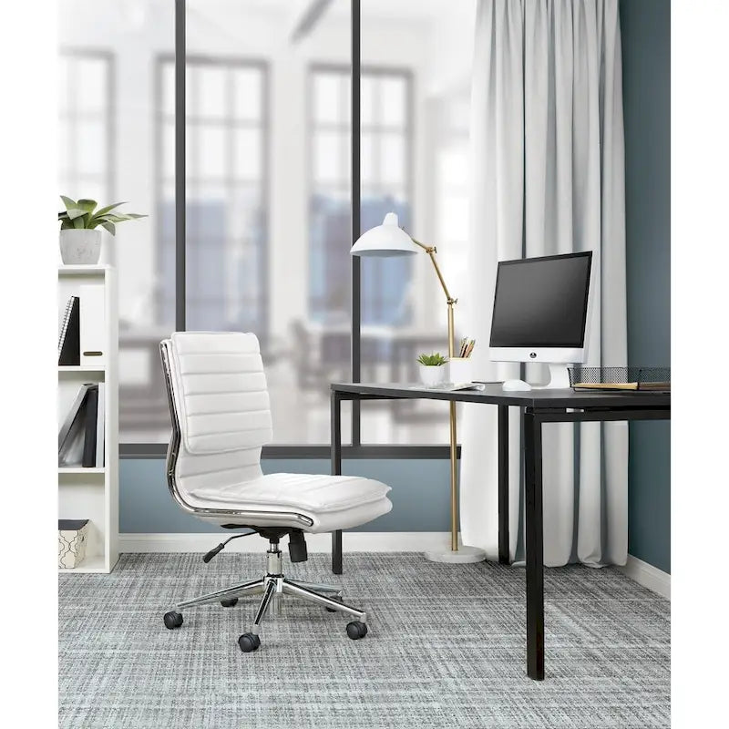 Fauteuil de bureau sans accoudoirs en similicuir avec base chromée pour managers