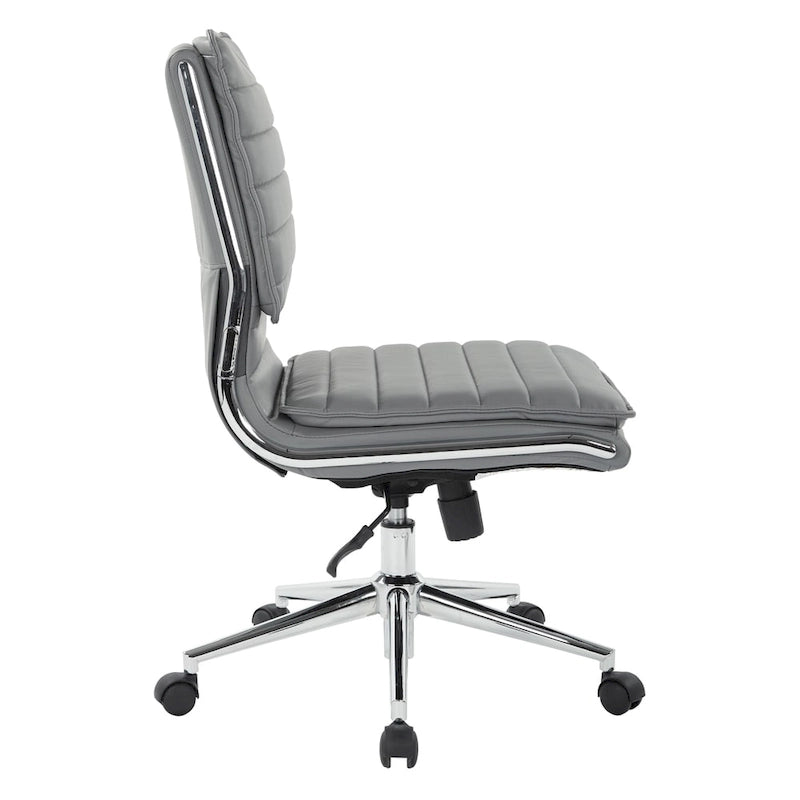 Fauteuil de bureau sans accoudoirs en similicuir avec base chromée pour managers