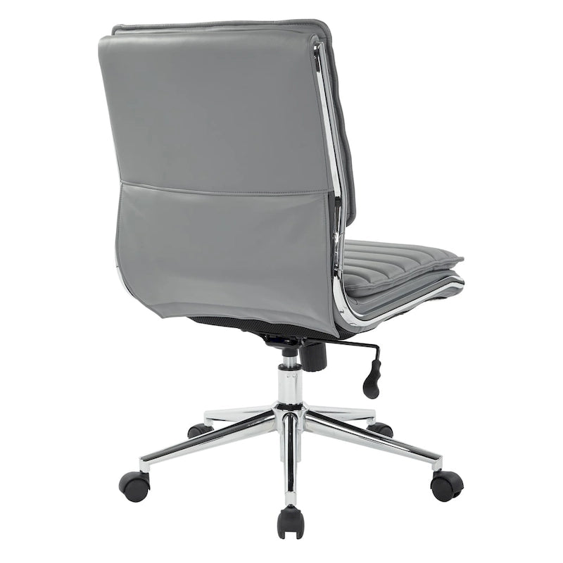 Fauteuil de bureau sans accoudoirs en similicuir avec base chromée pour managers