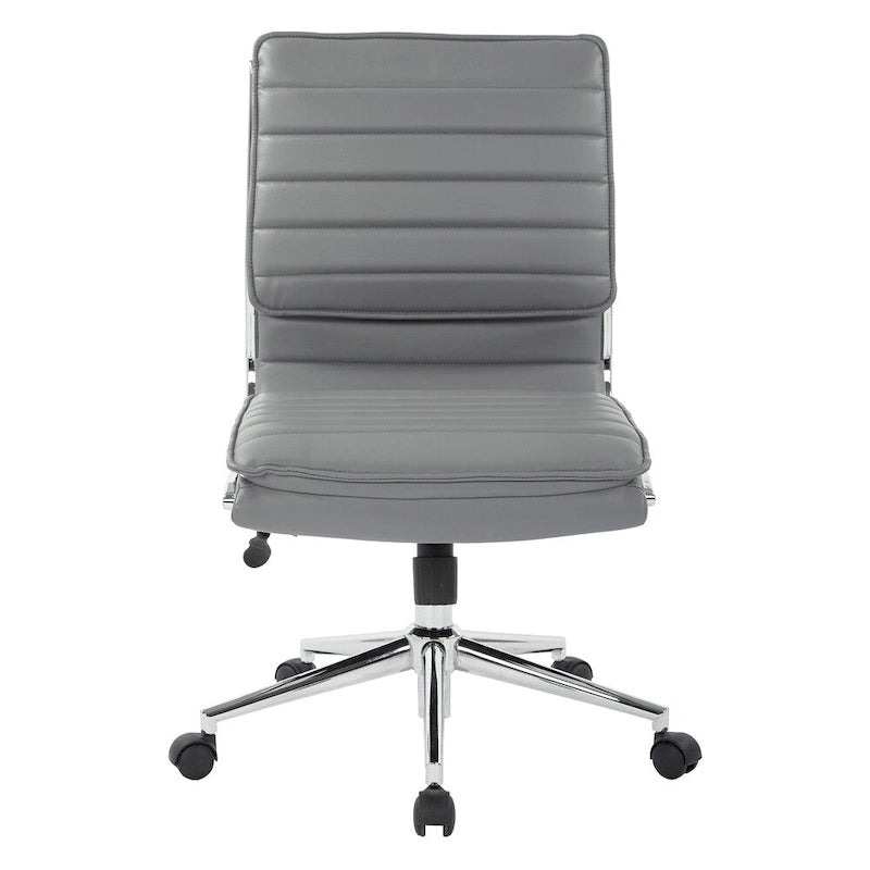 Fauteuil de bureau sans accoudoirs en similicuir avec base chromée pour managers