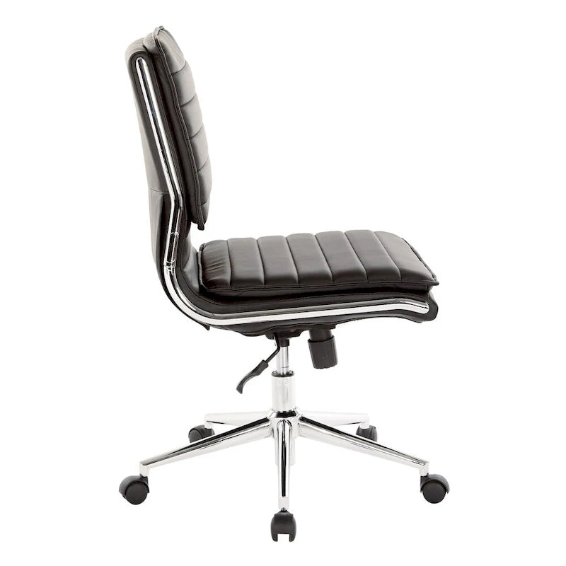 Fauteuil de bureau sans accoudoirs en similicuir avec base chromée pour managers