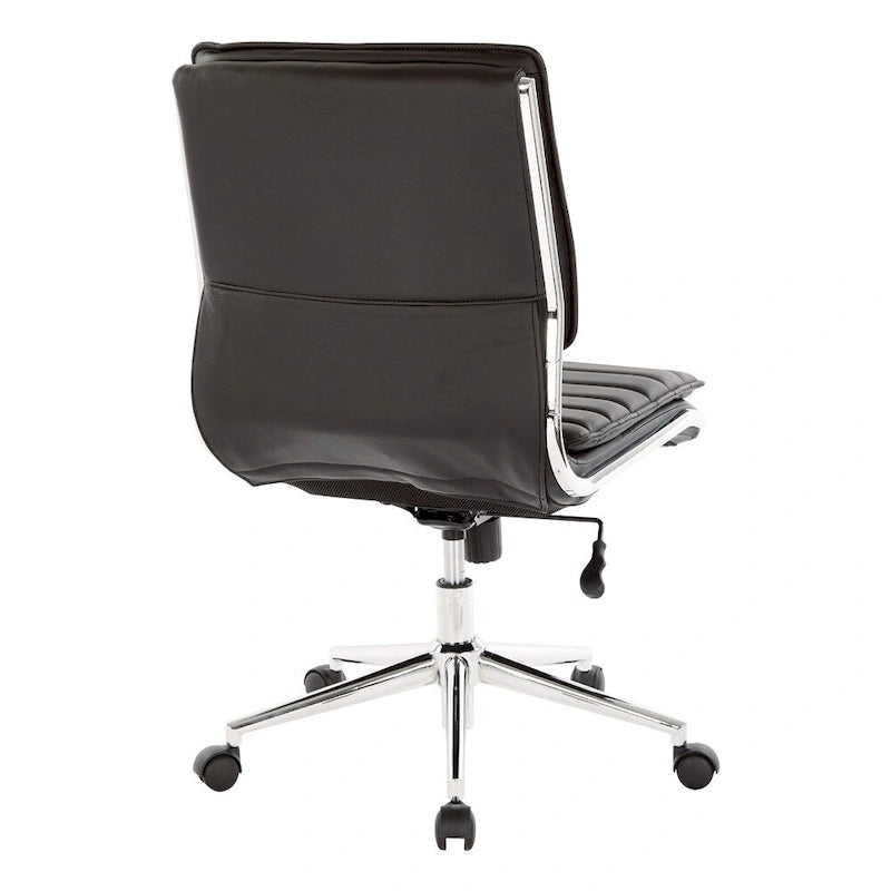 Fauteuil de bureau sans accoudoirs en similicuir avec base chromée pour managers