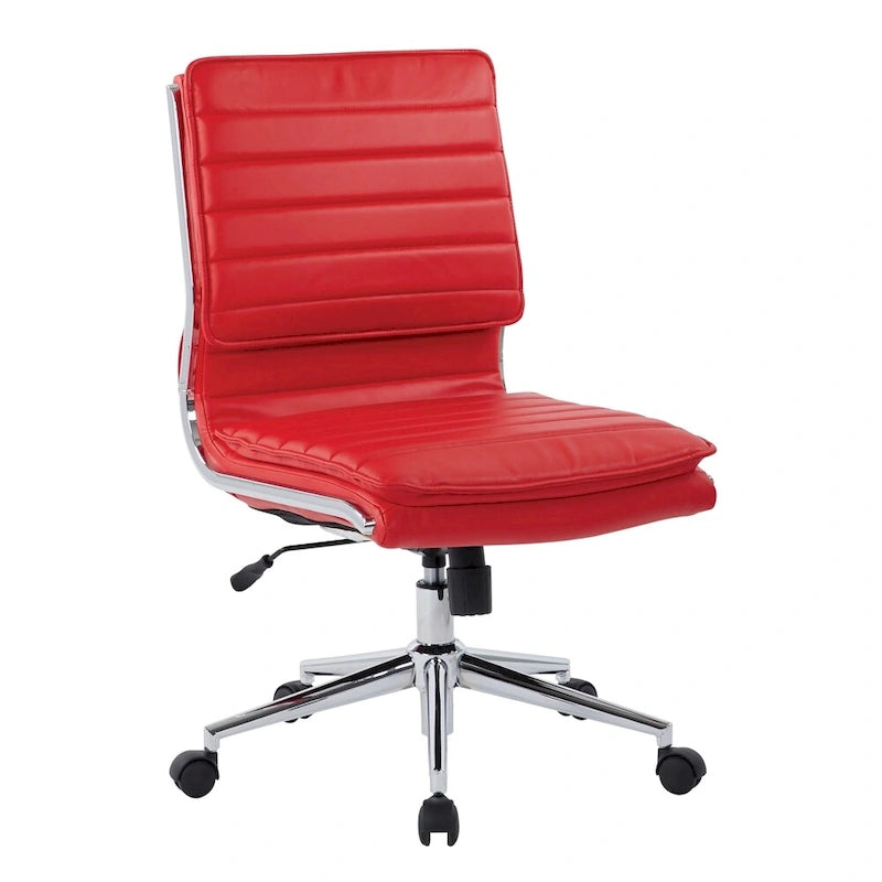 Fauteuil de bureau sans accoudoirs en similicuir avec base chromée pour managers