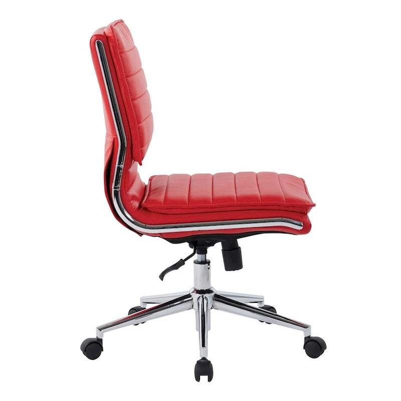 Fauteuil de bureau sans accoudoirs en similicuir avec base chromée pour managers