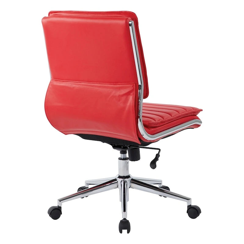 Fauteuil de bureau sans accoudoirs en similicuir avec base chromée pour managers