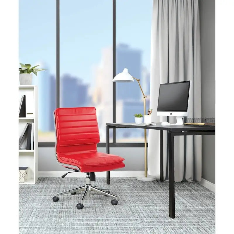 Fauteuil de bureau sans accoudoirs en similicuir avec base chromée pour managers