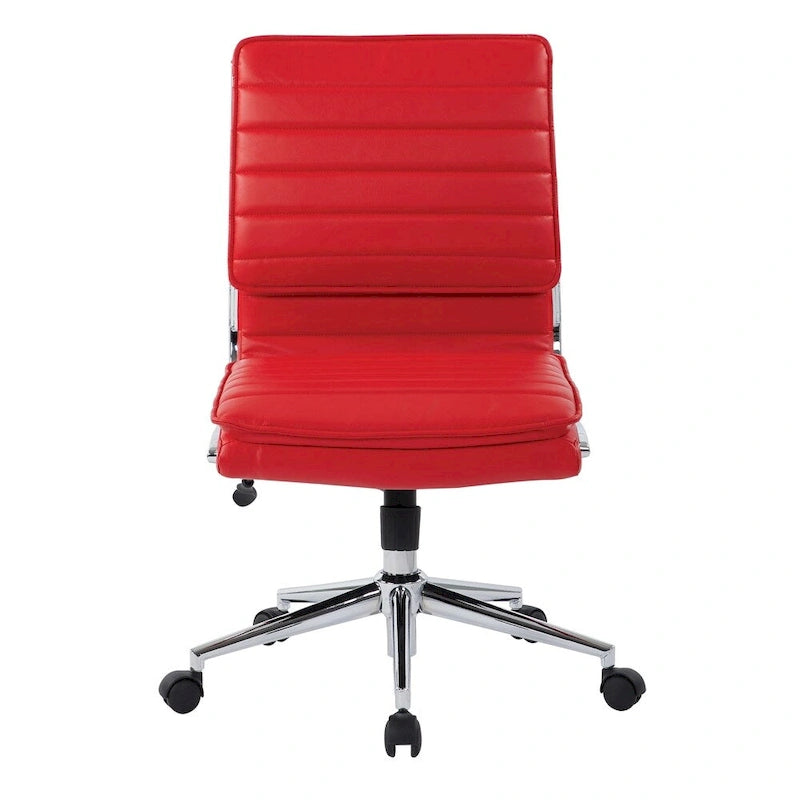 Fauteuil de bureau sans accoudoirs en similicuir avec base chromée pour managers