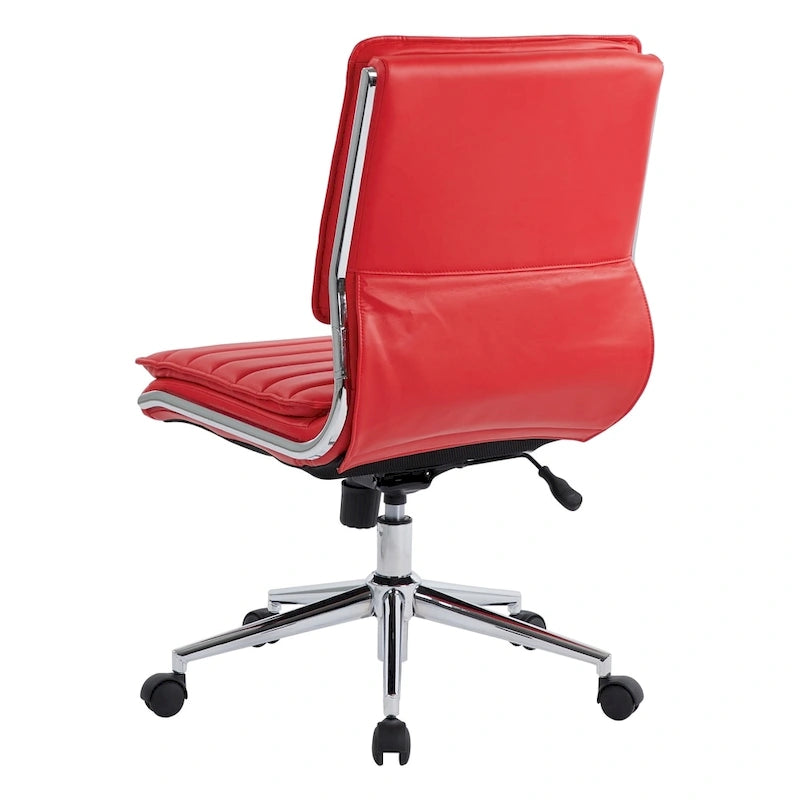 Fauteuil de bureau sans accoudoirs en similicuir avec base chromée pour managers