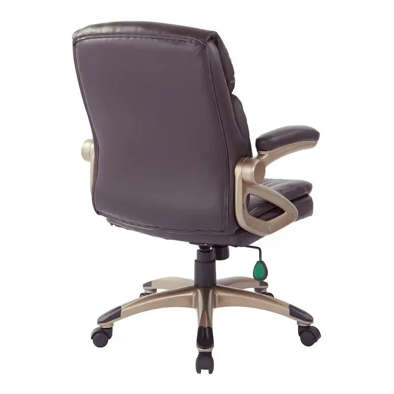 Fauteuil de bureau exécutif en cuir reconstitué marron foncé à dossier bas