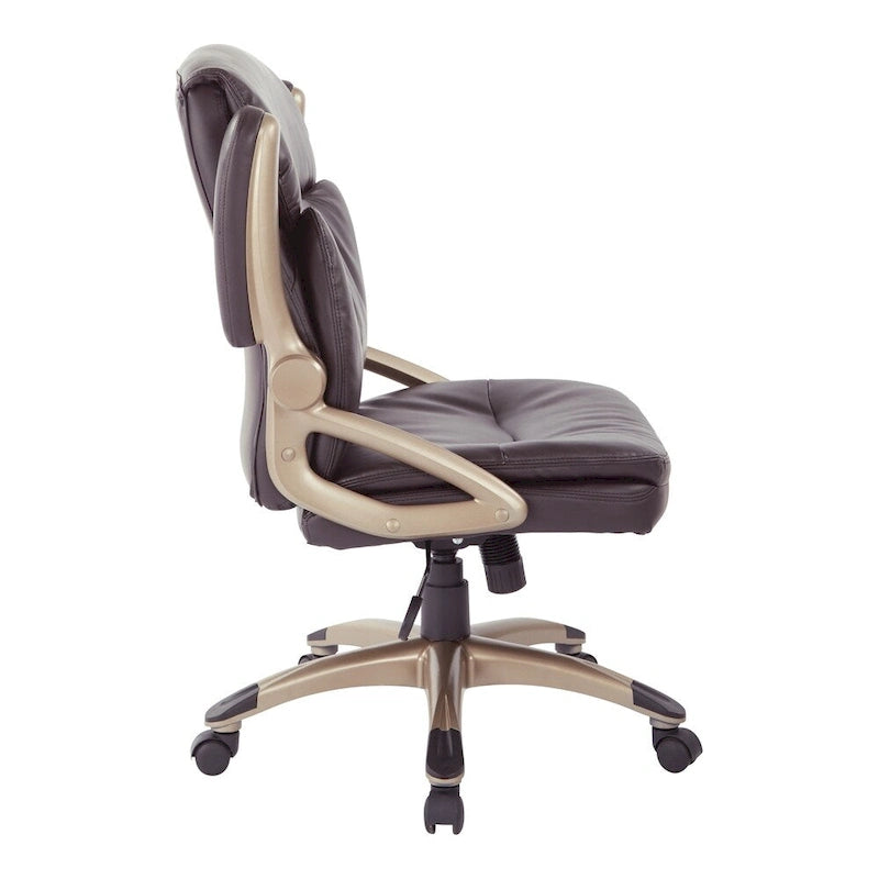 Fauteuil de bureau exécutif en cuir reconstitué marron foncé à dossier bas