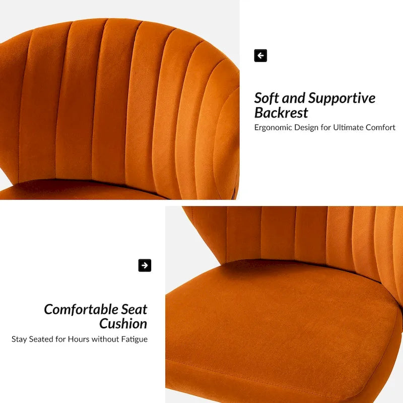 Chaise de bureau ergonomique pivotante à 360° en velours moderne Ilia avec dossier capitonné par HULALA HOME