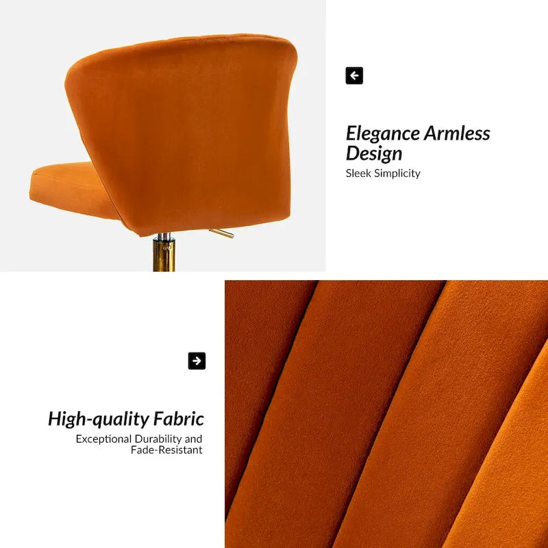 Chaise de bureau ergonomique pivotante à 360° en velours moderne Ilia avec dossier capitonné par HULALA HOME