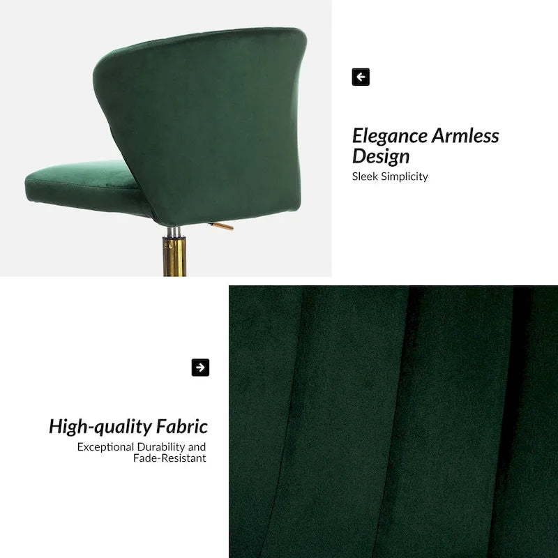 Chaise de bureau ergonomique pivotante à 360° en velours moderne Ilia avec dossier capitonné par HULALA HOME