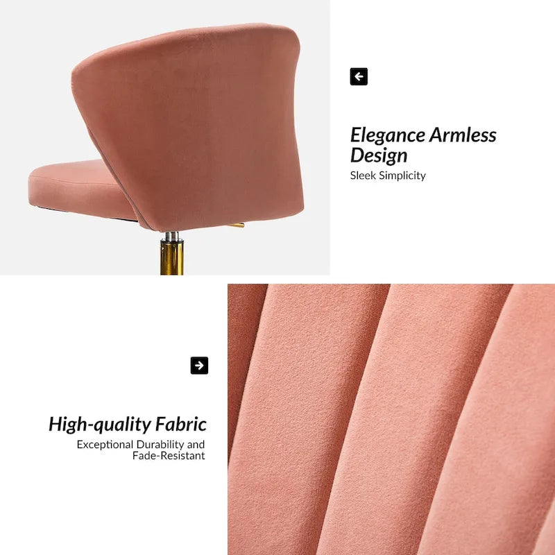 Chaise de bureau ergonomique pivotante à 360° en velours moderne Ilia avec dossier capitonné par HULALA HOME