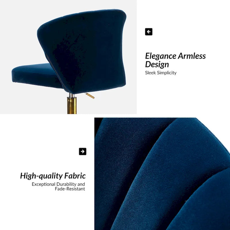 Chaise de bureau ergonomique pivotante à 360° en velours moderne Ilia avec dossier capitonné par HULALA HOME