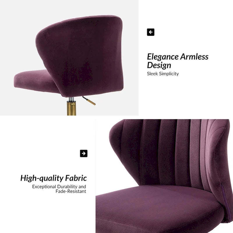 Chaise de bureau ergonomique pivotante à 360° en velours moderne Ilia avec dossier capitonné par HULALA HOME