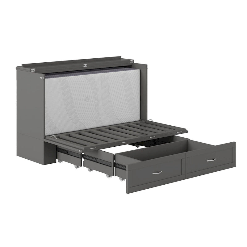 Lit escamotable AFI Raleigh Queen en bois massif avec matelas