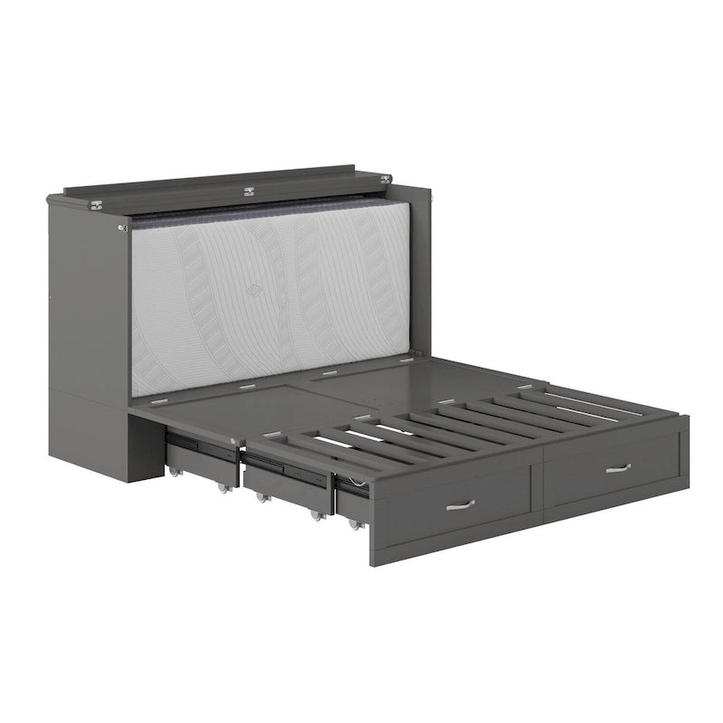 Lit escamotable AFI Raleigh Queen en bois massif avec matelas
