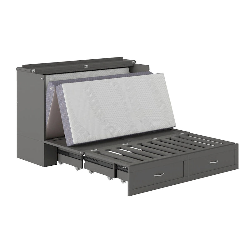 Lit escamotable AFI Raleigh Queen en bois massif avec matelas