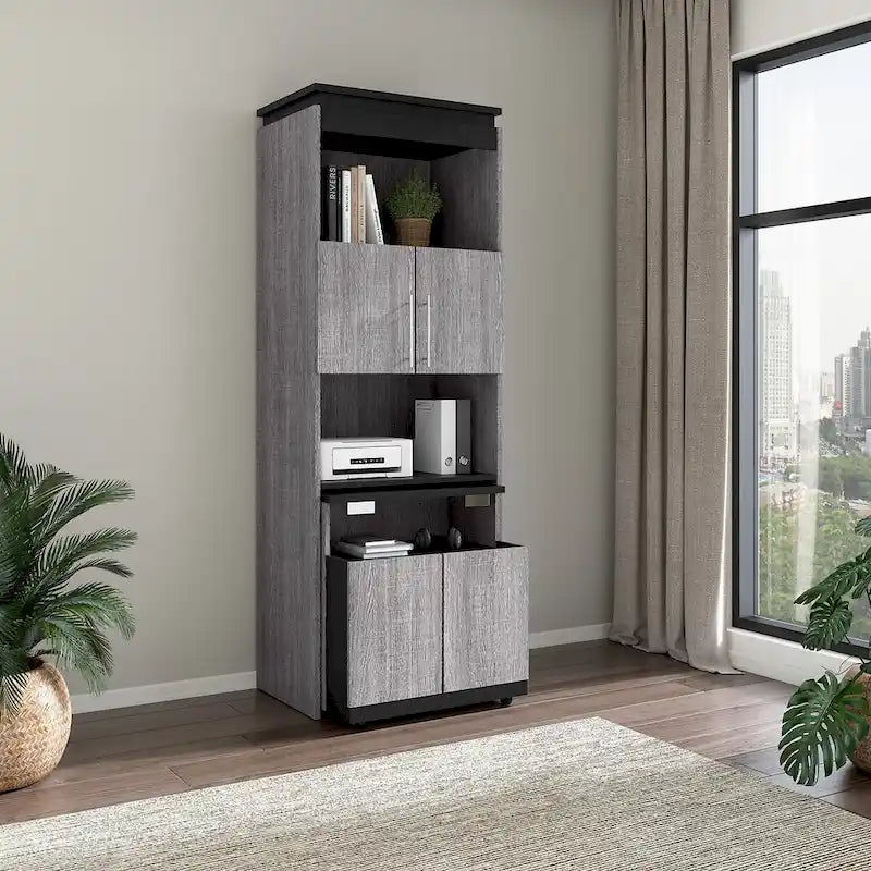 Meuble de rangement haut Orion 30W avec portes et bureau pliant par Bestar