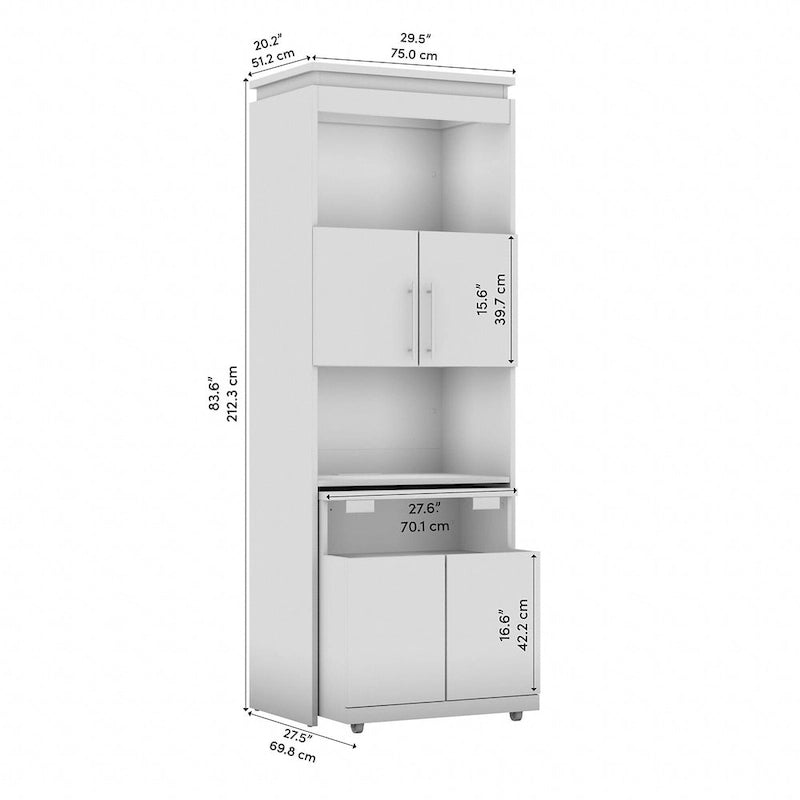 Meuble de rangement haut Orion 30W avec portes et bureau pliant par Bestar