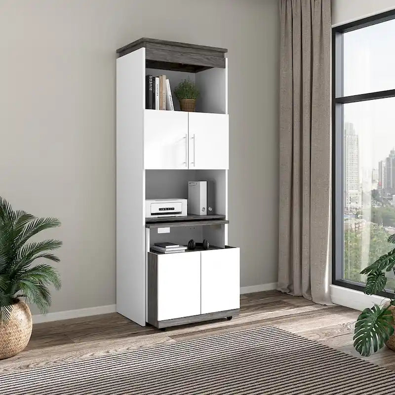 Meuble de rangement haut Orion 30W avec portes et bureau pliant par Bestar