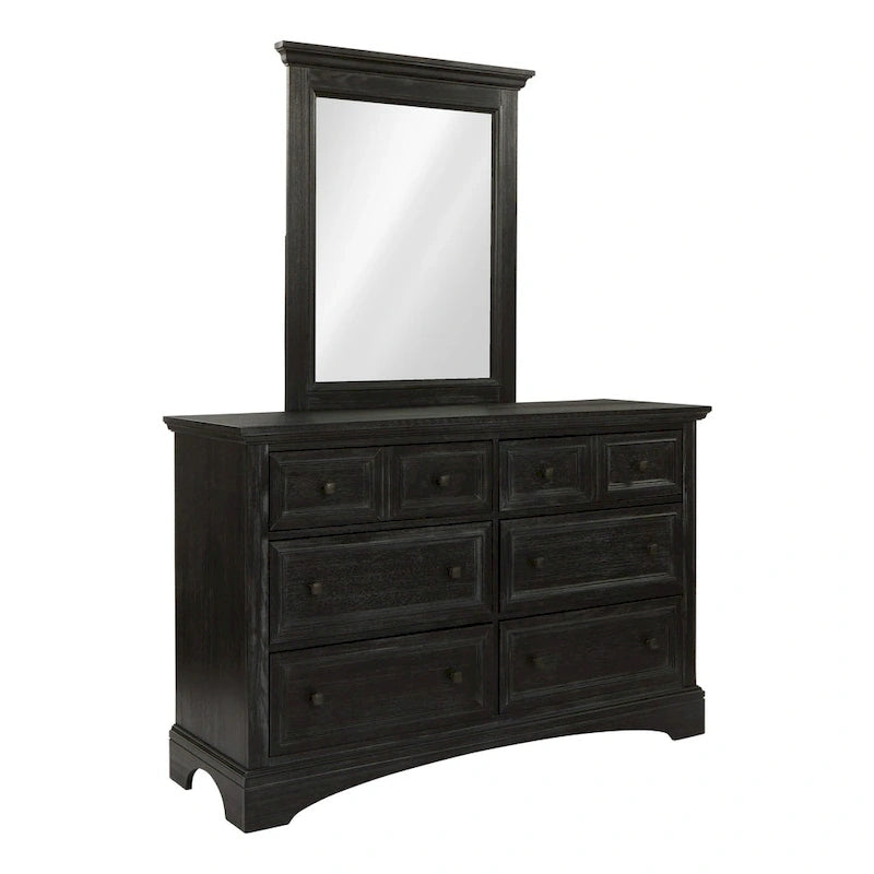 Ensemble de chambre King size « Farmhouse Basics » avec 2 tables de chevet, 1 commode et 1 miroir