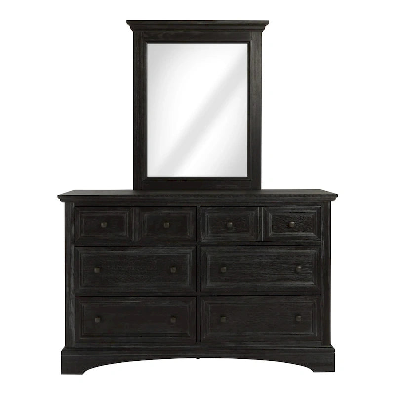 Ensemble de chambre King size « Farmhouse Basics » avec 2 tables de chevet, 1 commode et 1 miroir